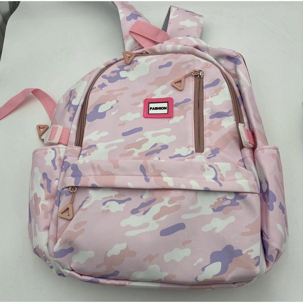 camolauge pink back pack with lunch bag&pencil case nylon large capacity school